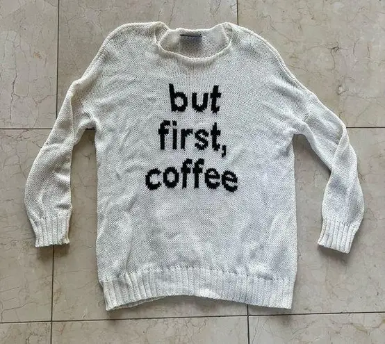 Wooden Ships  But First Coffee Knit Sweater Oversized Sz S/M