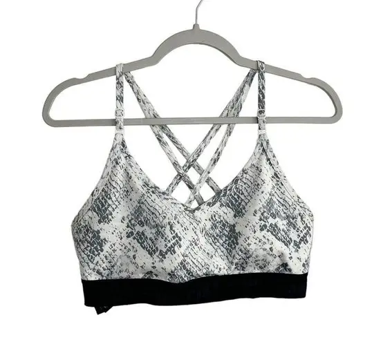 PINK - Victoria's Secret Victoria's Secret PINK Sports Bra Criss-Cross Snakeskin White Gray Size Large