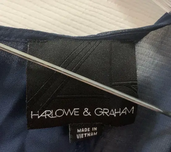 Harlowe $ Graham Harlowe & Graham Navy Scoop Neck Long Sleeve Top size Small