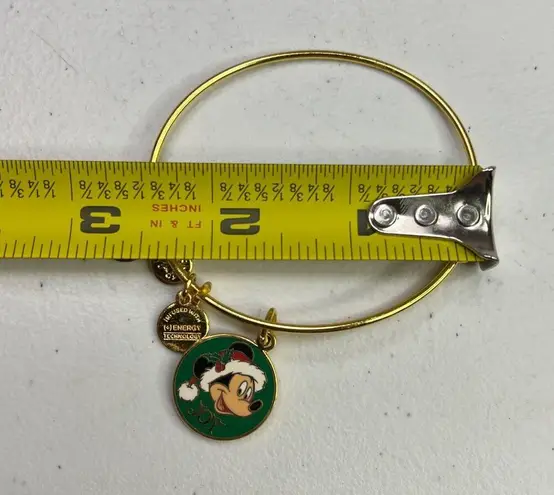 Disney Alex & Ani Mickey Mouse Santa Bangle Bracelet Holiday Charm Green