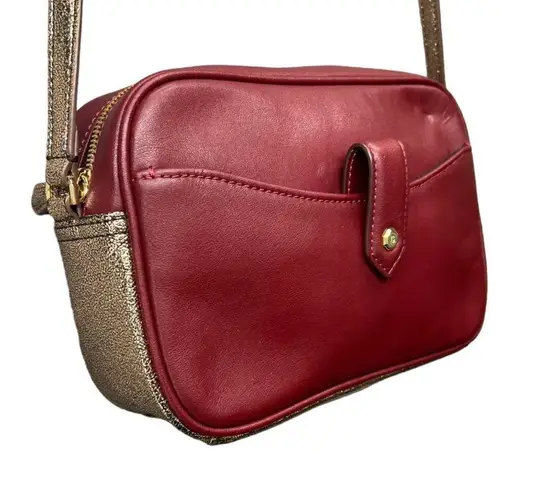 GILI Got It Love It Leather Crossbody Bag Purse Burgundy Gold Adjustable Strap