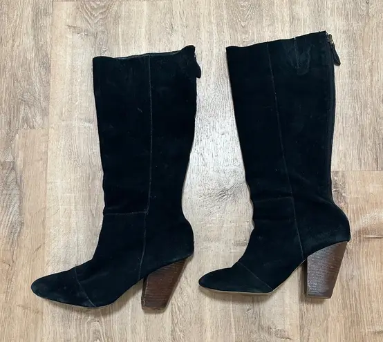 Coconuts by Matisse COCONUTS | Women's Black Leather Suede Knee High Chunky Heel Boots