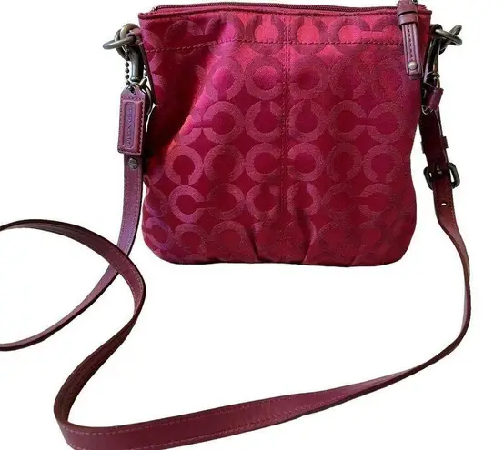 Coach  Plum Cherry Brooke Op Art Crossbody Mini Hand Bag