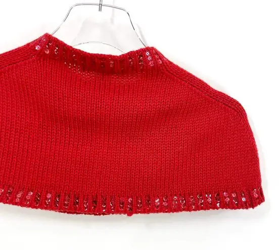 00s Vintage Red Knit Sequin Neck Cowl