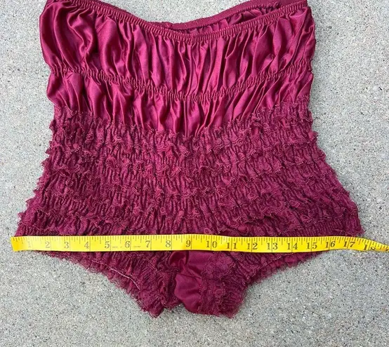 Vintage Merlot maroon ruffle pleat Pettipants bloomers sissy square dance shorts Red Size L
