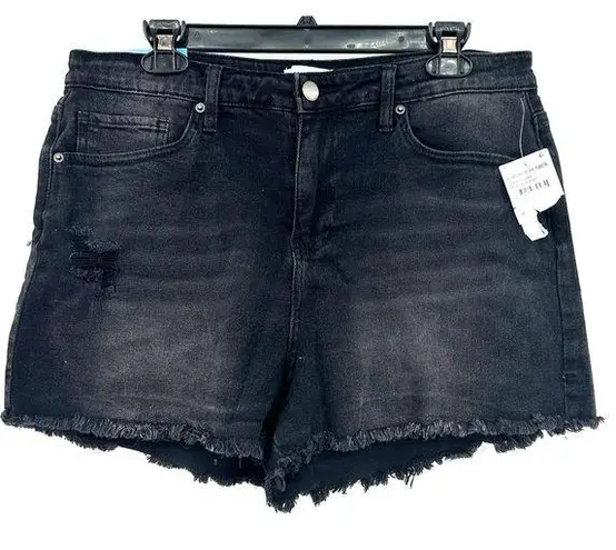 Abound  size‎ 34 black denim jean shorts raw hem high rise fit