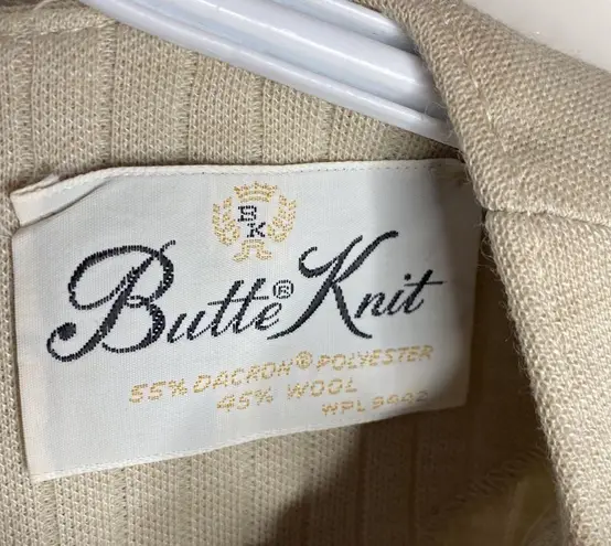 Vintage Butte Knit nude wool blend minimalist ribbed dress with button placket Size L