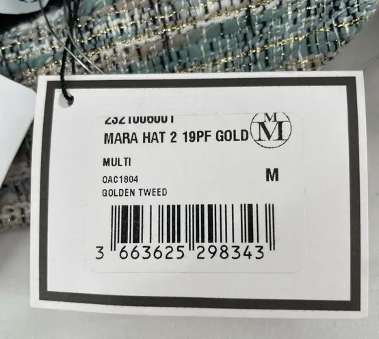 NEW Maison Michel Paris Mara Tweed Bucket Hat Golden Multi Blue White Size M Size M