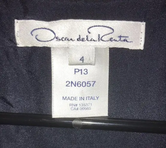 Oscar de la Renta Women’s Silk Floral Pleated Navy Blue Sleeveless Dress