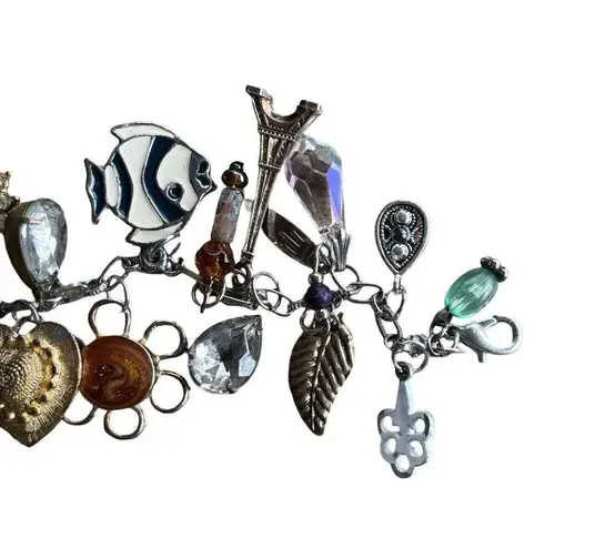 MCM Vintage  Mixed Multi-Charm Travel Trinket Silver Bracelet