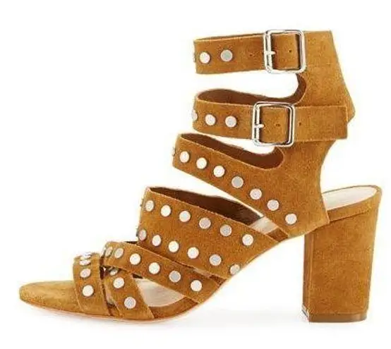 Loeffler Randall Galia Studded Suede Block-Heel Sandal Size 6.5