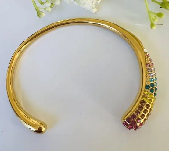 18K Gold plated Open Cuff bangle Bracelet multi Stainless Steel womens jewelry