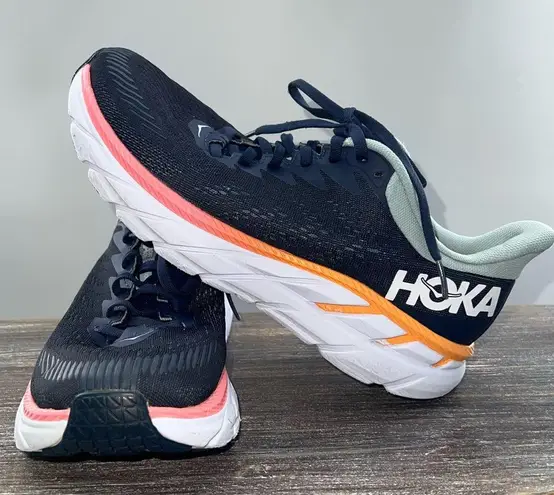 Hoka Orange and blue Clifton 7 (1st pic is a stock photo)