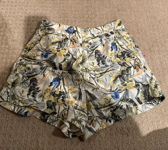 Abercrombie & Fitch Floral Linen Blend Shorts