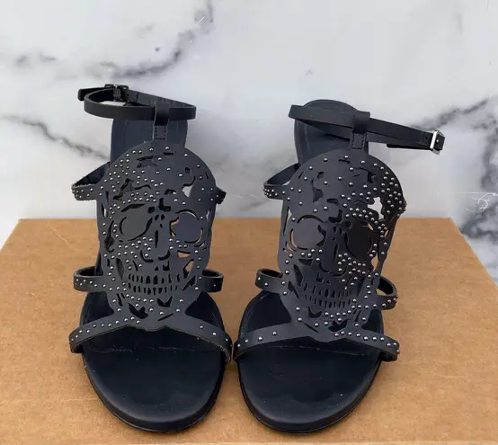 Alexander McQueen women’s laser cut skull leather strappy sandal size IT 36 US 6
