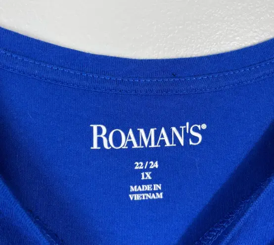 Roaman’s Women’s Plus Size Royal Blue Twist Cutout Short Sleeve Top 22/24 1X