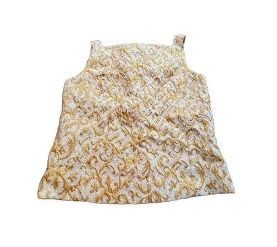 Vintage Don Sophisticates Women's Brocade Gold & Cream Buttoned ToP sz s Size M