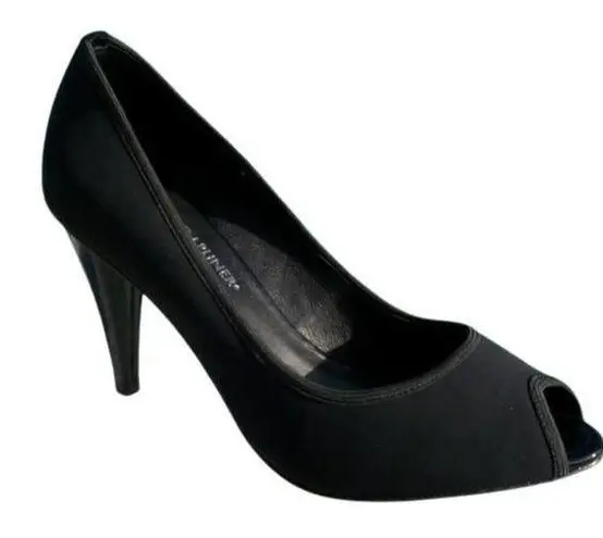 Donald Pliner Black Crepe Elastic Peep