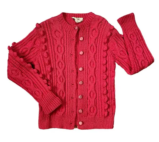 Vintage 50s Pink Irish Wool Knit Bubblegum Cardigan Sweater