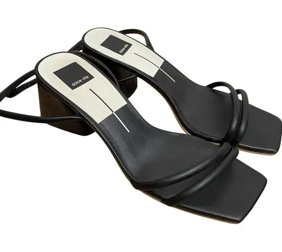 Dolce Vita Leather Sandal With Block Heel Mickal Black Size 9