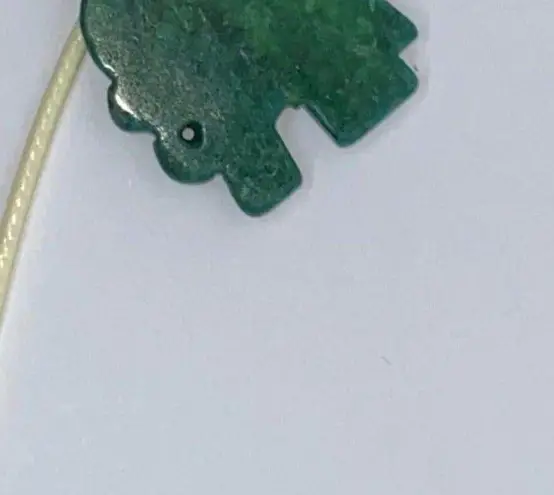 Handmade Cream Wax Green Elephant Necklace