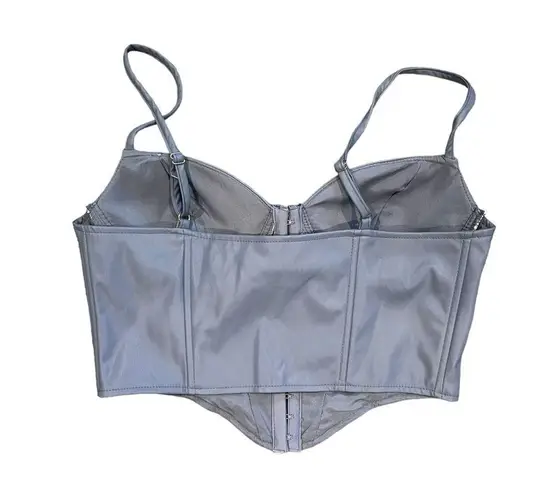 Say What? NWT Say What Light Blue Padded Cropped Bustier Top Front Closure Adj. Straps L
