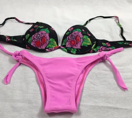 Recco Size Medium Brazilian Floral Print Bikini Set. New With Tags Pink