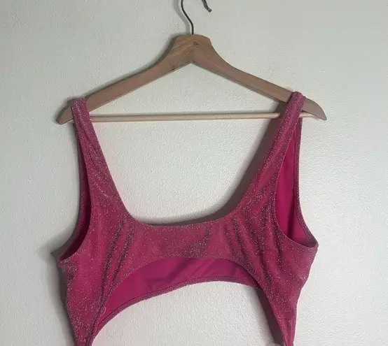 SKIMS pink glitter sparkle sexy cutout monokini swimsuit one piece size 3X