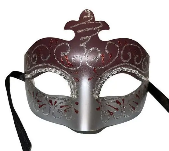 Boutique Masquerade Ball Mask Classic Venetian Halloween Party Theater Women Red Silver