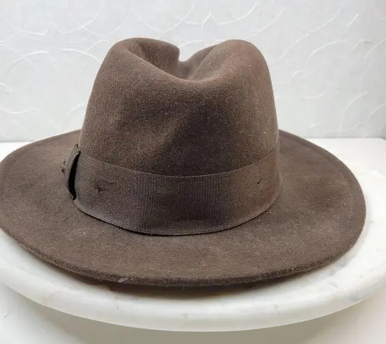 Indiana Jones Brand Wool Hat Mens Small Brown Stylish Bow Ribbon Band 12" Fedora