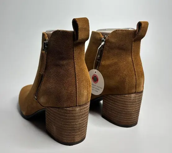 Blondo Siena Waterproof Suede Heeled Booties in Camel