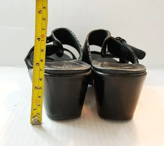 Dansko Jessie Wedge Sandal in Black Lizard Sz 41 GUC Leather 2-Strap Adjustable