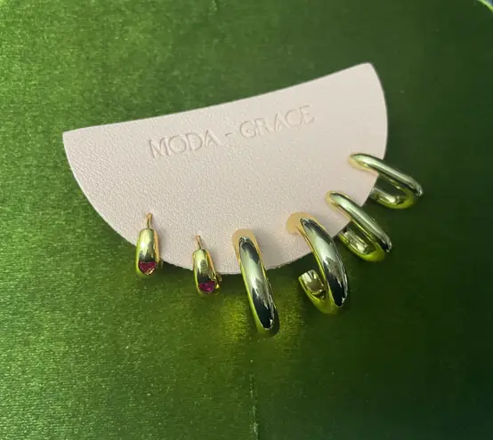 Set Of 3 Pairs Of Gold Hoop