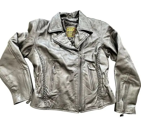 Hudson Genuine Black biker Leather Vintage women's jacket Small Bikercore
