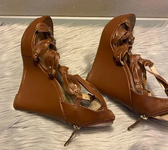 Guess  Brown Gladiator Style Wedges