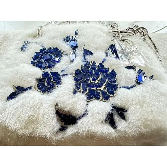 Christian Dior  Mini Embellished Faux Fur Lady Dior Bag