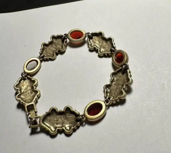 Women’s Gold Tone & Red Rhinestones Tennis Bracelet 7.5 (7 1/2) Inch