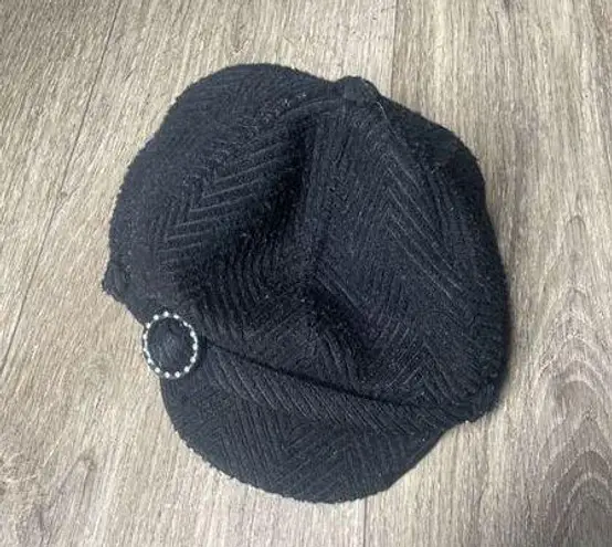 Angela & William Black Wool Y2K 90’s Hat with Buckle