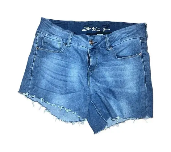 Seven7 Women's Size 12 Cutoff Stretch Blue Jean Skinny Shorts Mid Rise Waist 35”