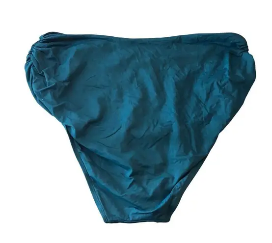 Anne cole Plus Size High-Waist Shirred Bottom Fold Over Deep Sea Blue 22W