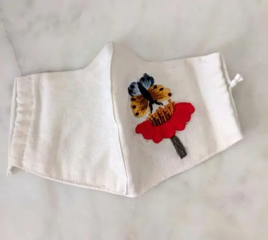 Butterfly Handmade Embroidered Pocket Filter Face Mask