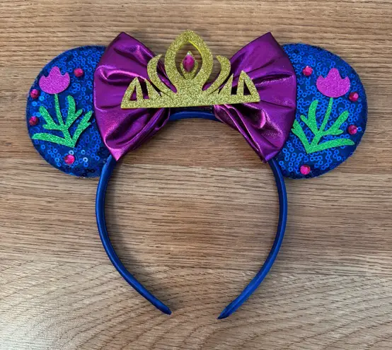 Anna Frozen Mickey Ears Headband Blue
