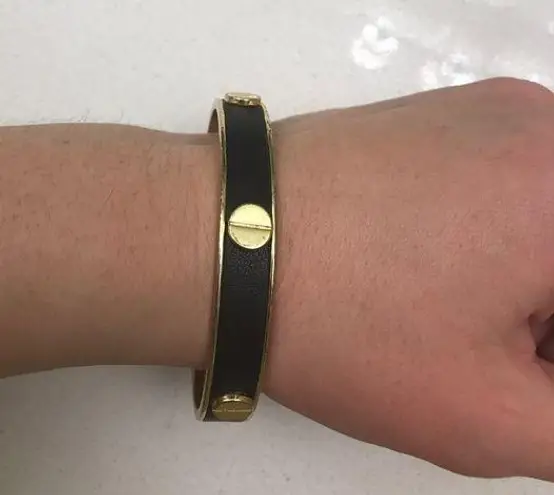C Wonder leather black/gold bangle Black
