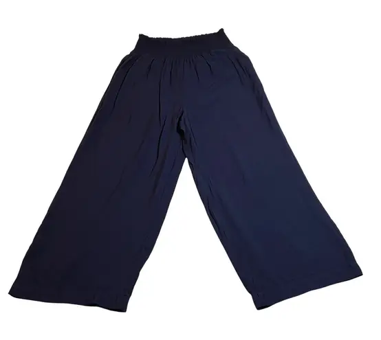 Simply Vera Vera Wang Pull On Cropped Wide Leg Pants Size L Beach Coastal Casual Blue Size L