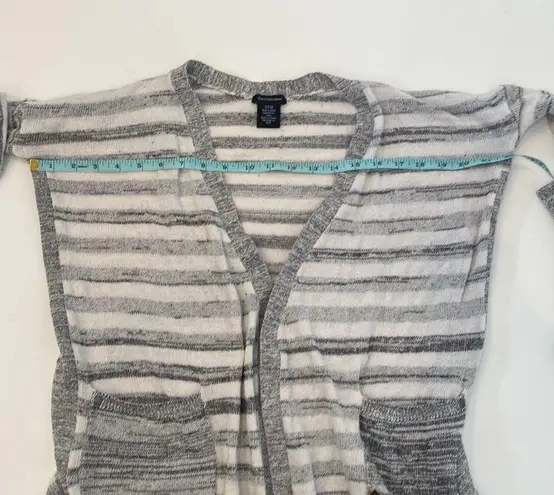 Calvin Klein Jeans  Gray White Striped Open Front Knit Cardigan Lightweight