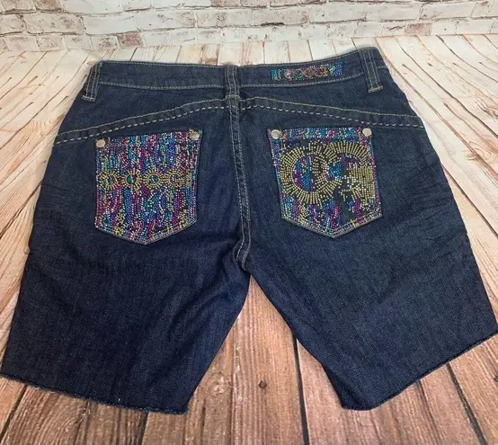 COOGI Dark Wash Blue Sexy Denim Bling Shorts 9/10
