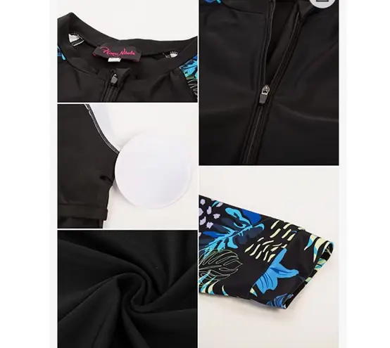 Hanna Nikola Hanna Nikole Women's Rash Guard Zipper Long Sleeve tankini top