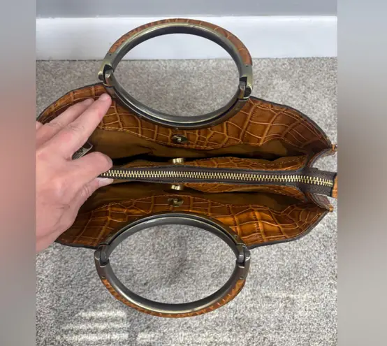 Patricia Nash Arenzano Leather Double Ring Shopper Designer Luxury Animal Print