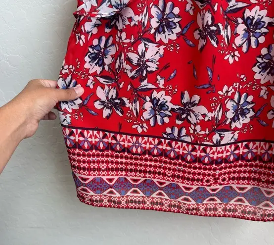 Alyx Floral Tank Top Blouse Red Blue Patriotic 1X