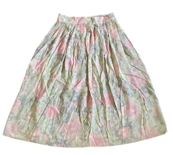 The Villager Petite Floral Pleated Midi Skirt Size 12 Vintage Pink